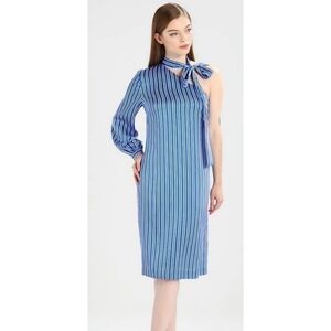 NWT Banana Republic One Shoulder Neck Bow Blue Striped Dress